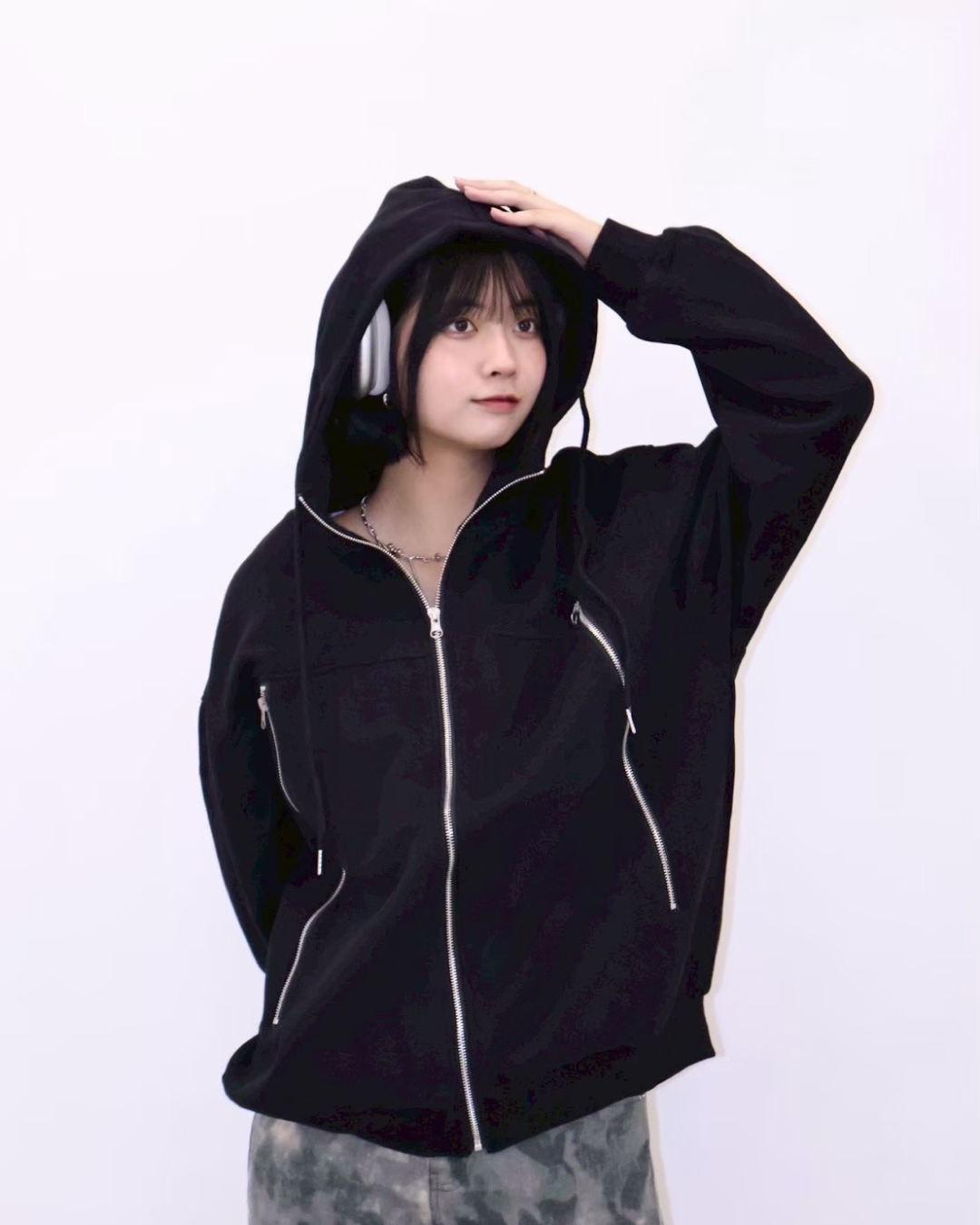 【即納】ジップデザインパーカー K5003