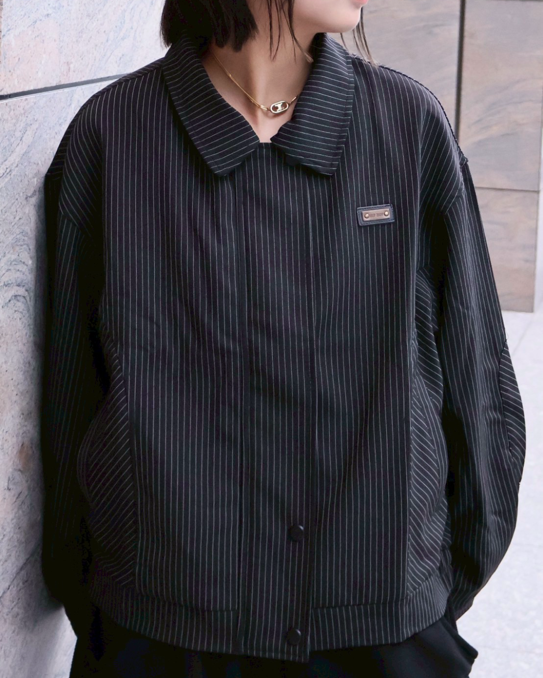 【即納】オーバーサイズストライプジャケット K5006