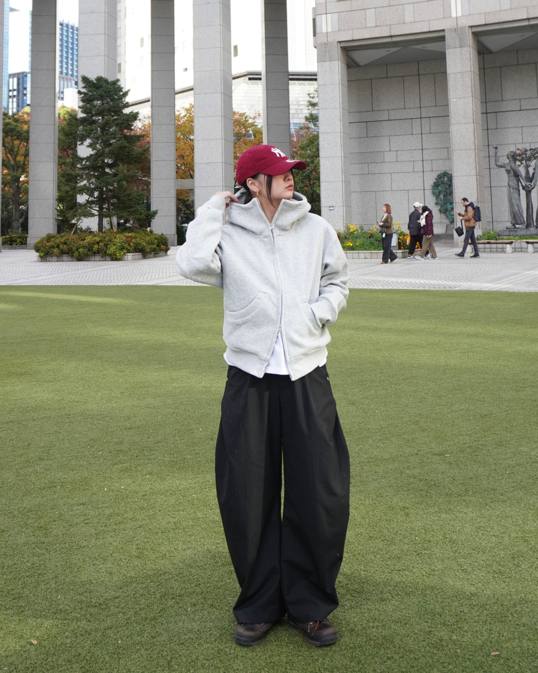 【即納】スタンドカラーフードパーカー K5013