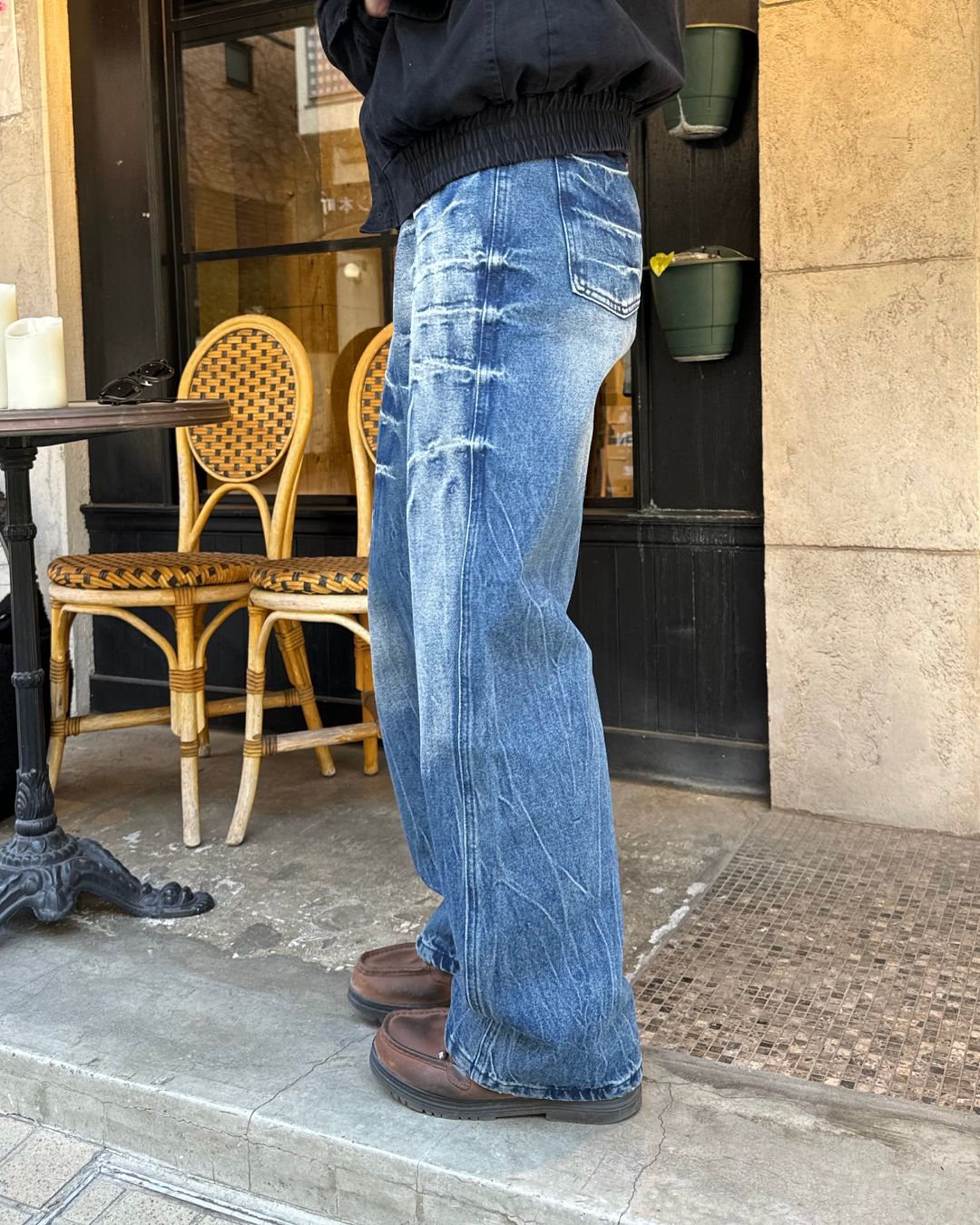 ダメージストレートデニム KA0144