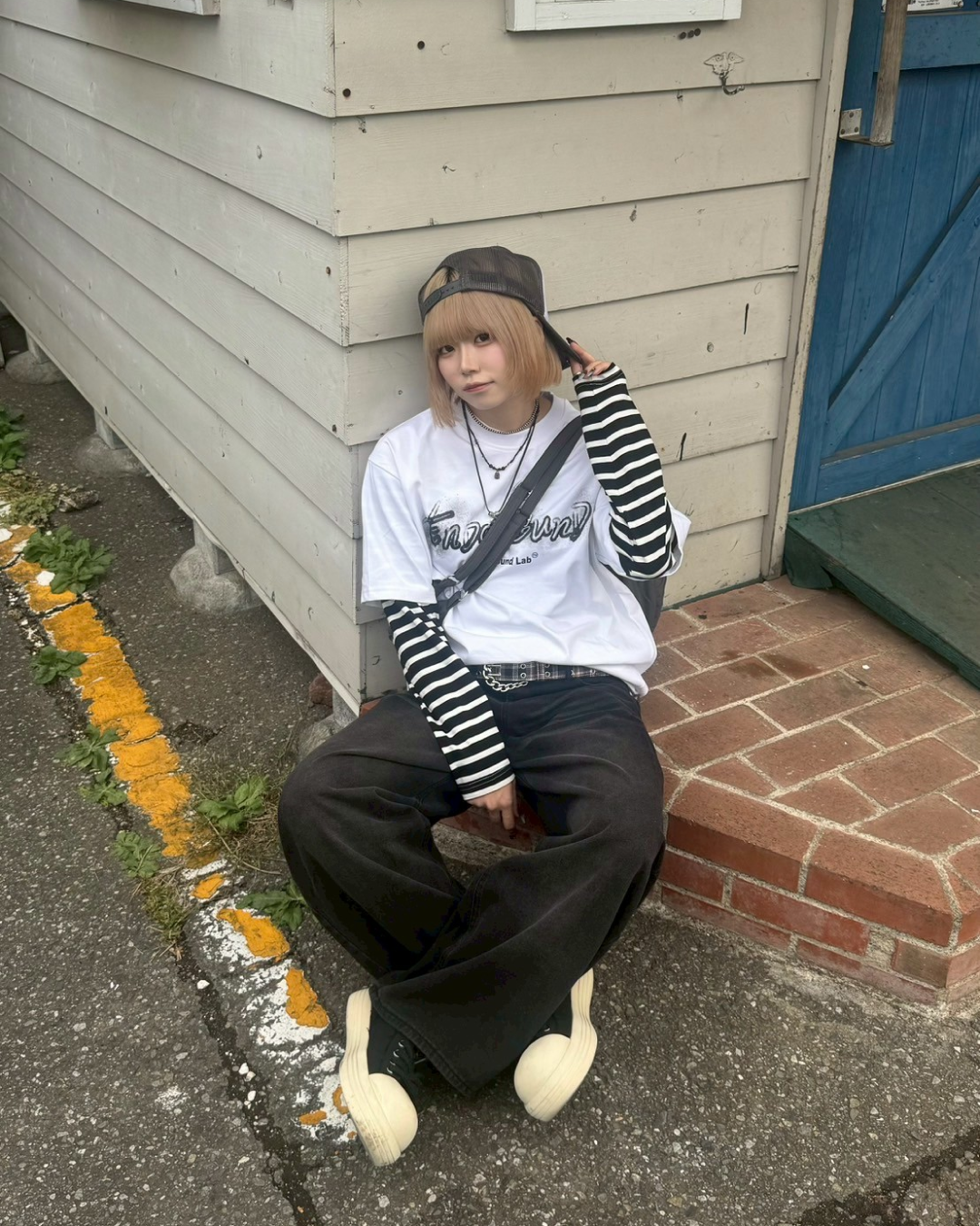 ボーダーレイヤードTシャツ KM1235