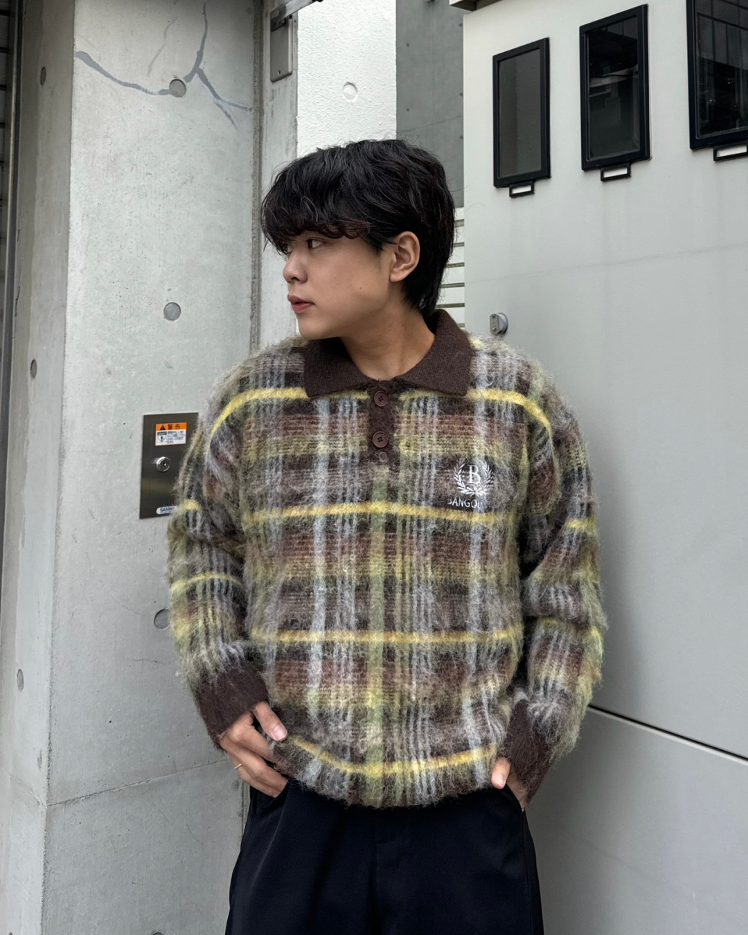 【即納】チェックシャギーポロニット KA5020