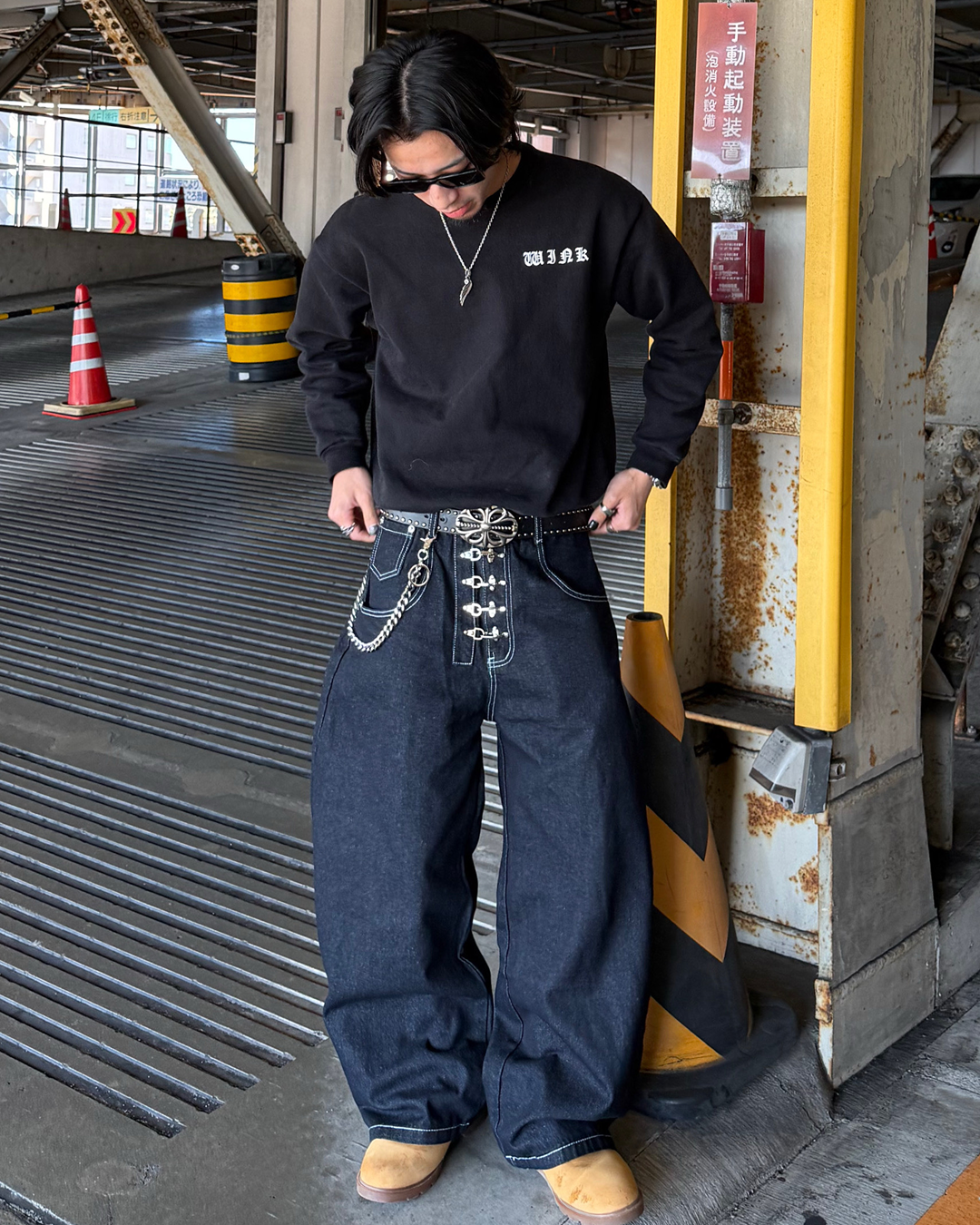 フックワイドデニムパンツ KB0014