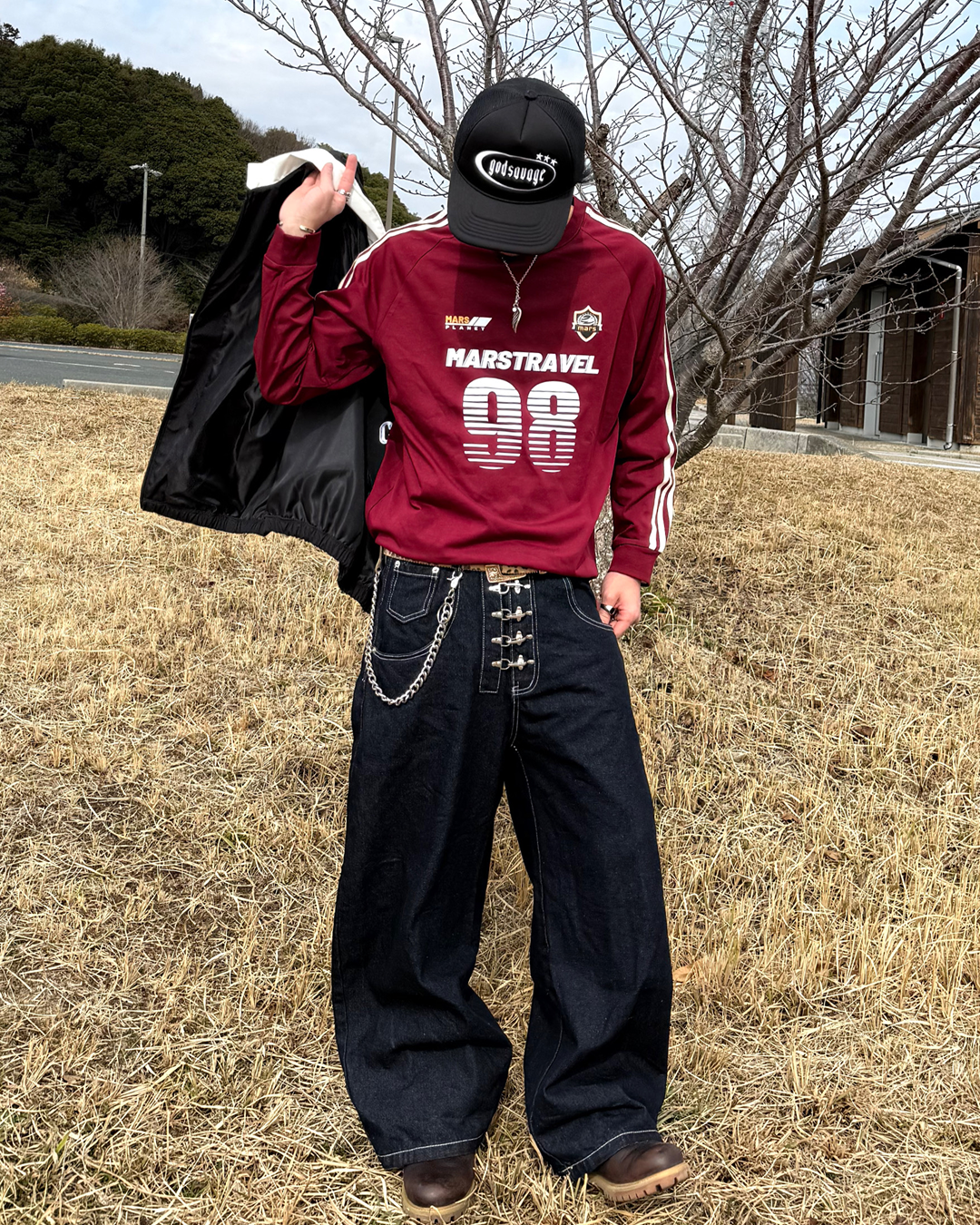 フックワイドデニムパンツ KB0014