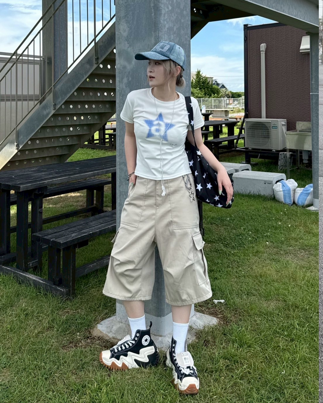ブルースタープリントTシャツ KC0108
