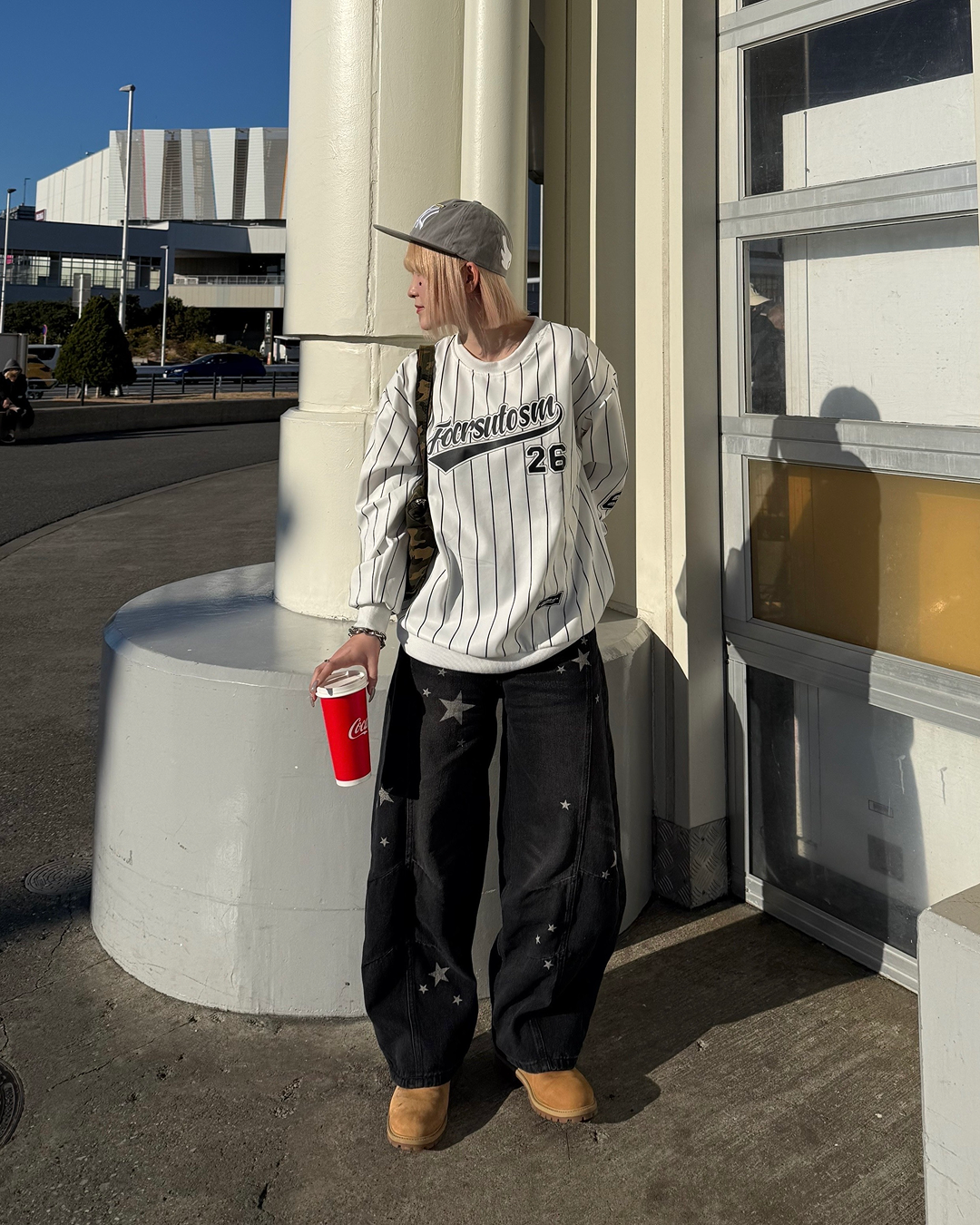 バレルシルエット星プリントデニムパンツKC0224