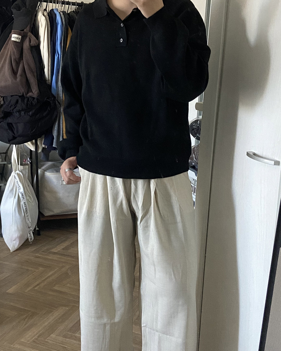 リネンライクワイドストレートパンツ KJ0017