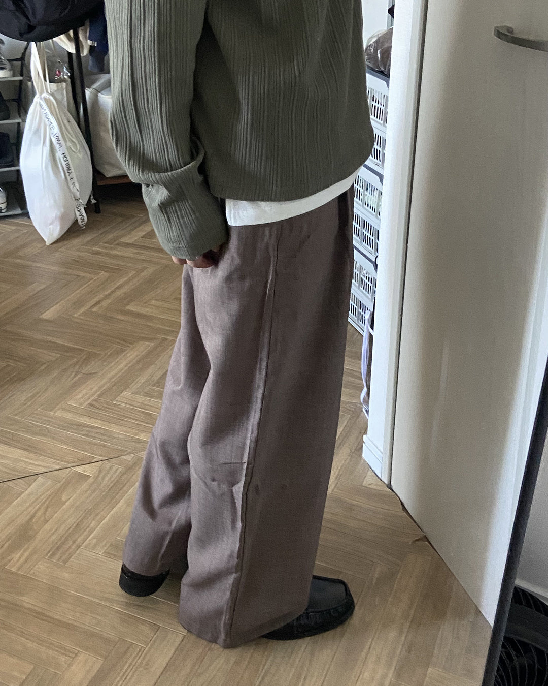 リネンライクワイドストレートパンツ KJ0017