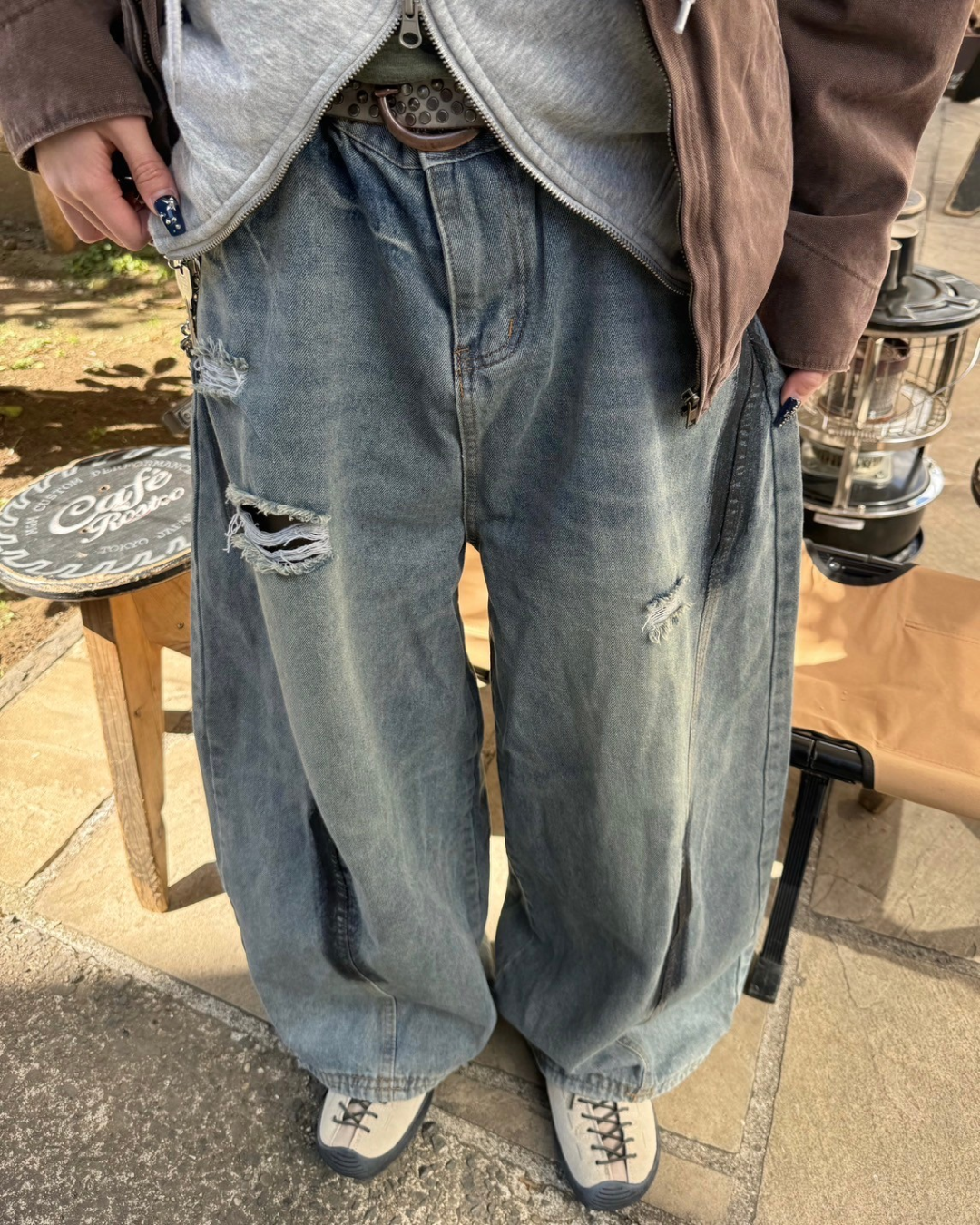 デザインダメージデニムパンツ KM0011