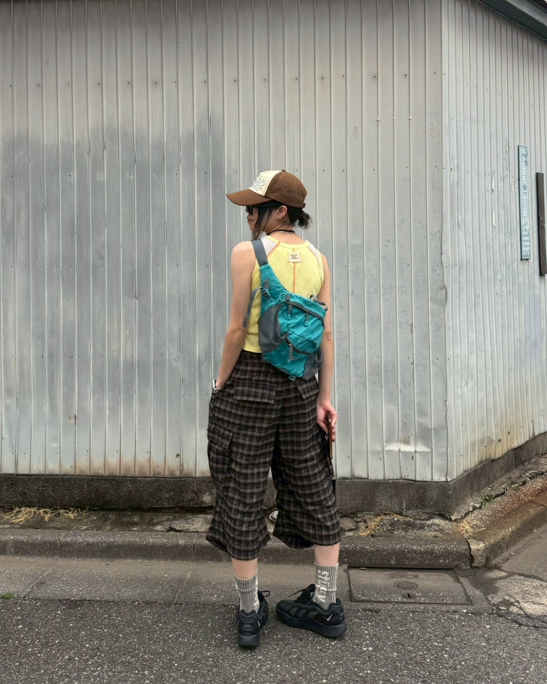 チェックミディアムカーゴパンツ KM1016