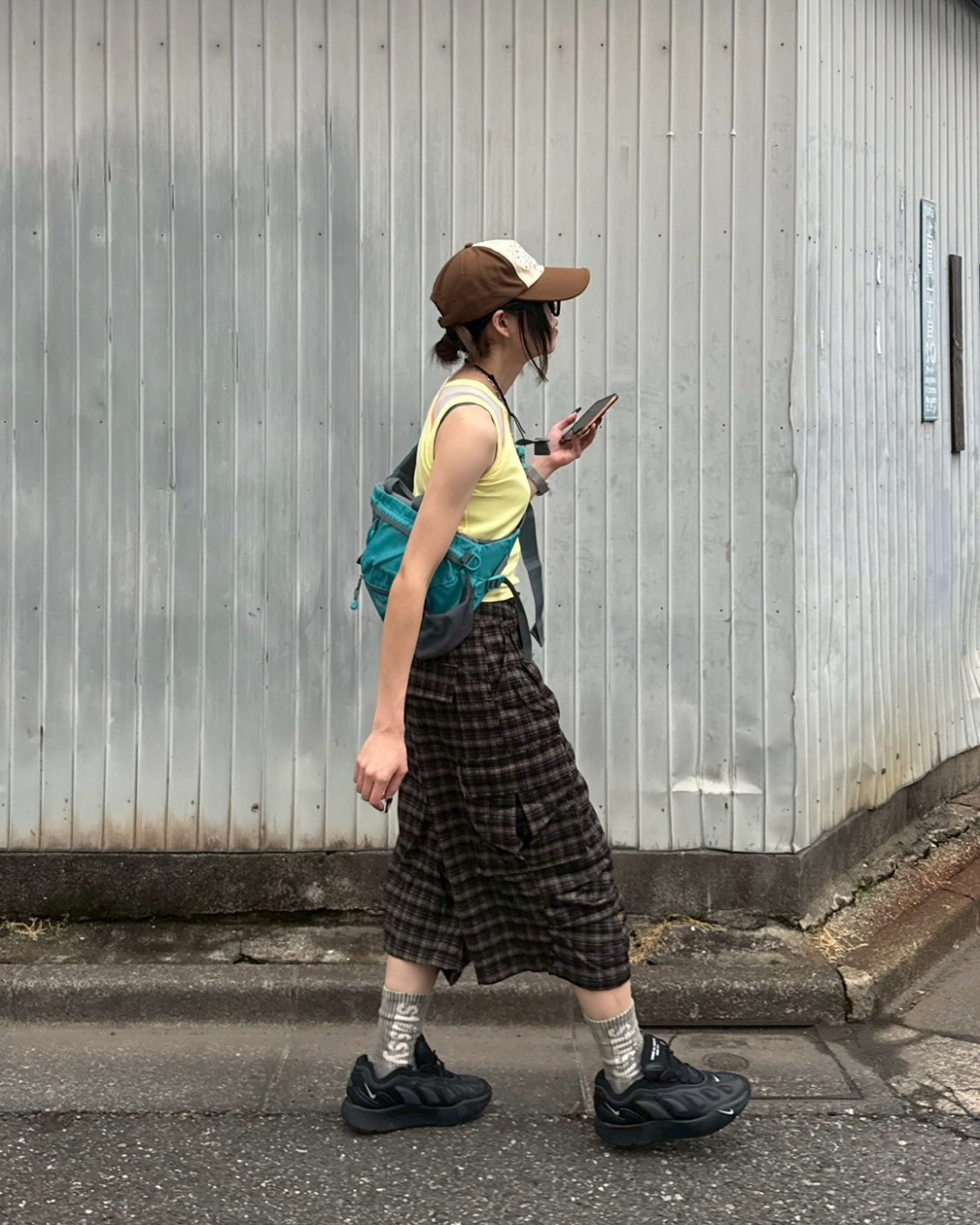 チェックミディアムカーゴパンツ KM1016
