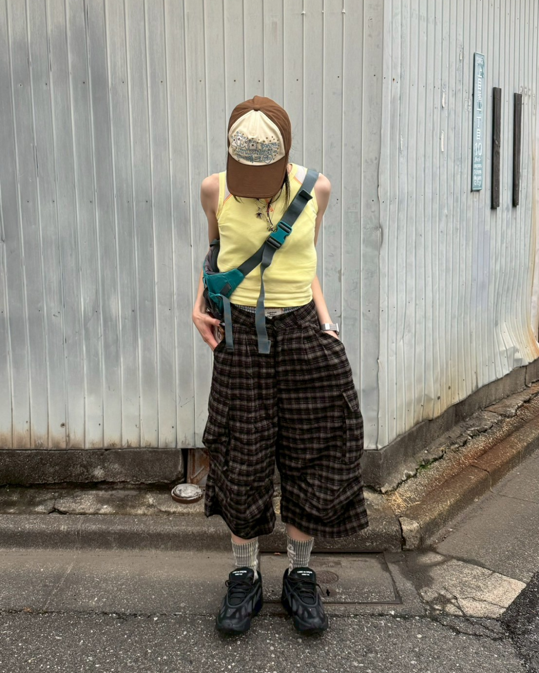 チェックミディアムカーゴパンツ KM1016