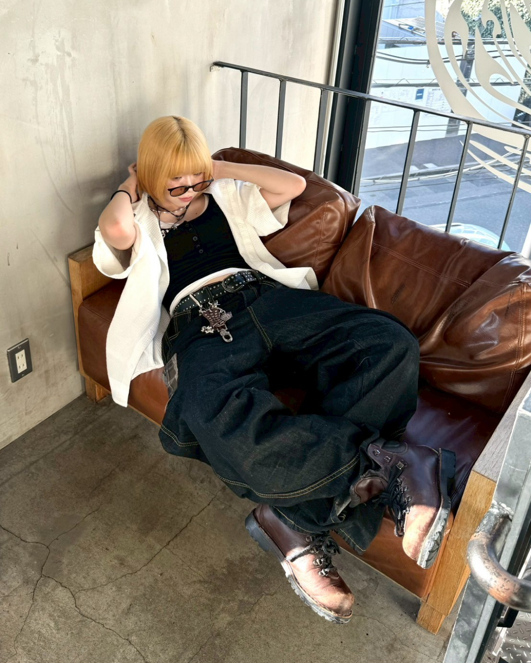 バックチェックポケットデニムパンツ KM1142