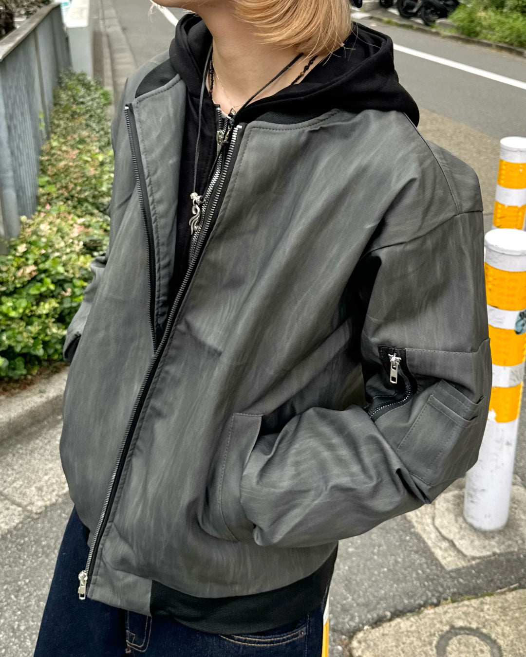 フェイクツーピースブラックジャケット KM1222