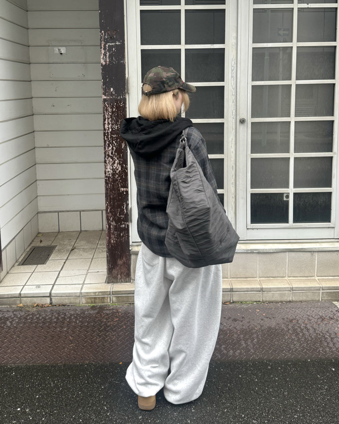 フードチェックシャツ KM1233