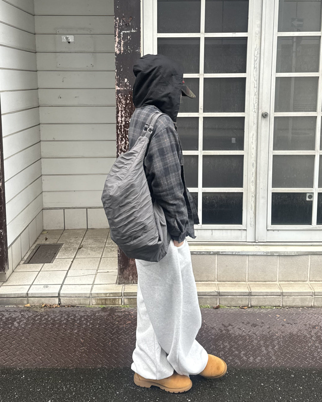 フードチェックシャツ KM1233