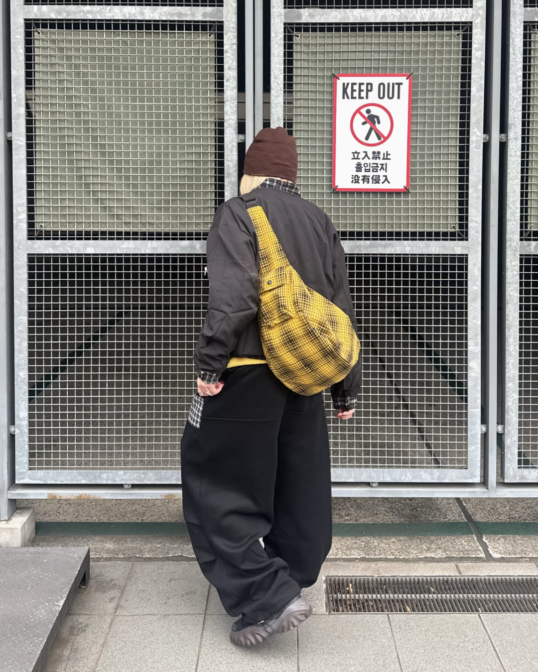 チェックフロントポケットスウェットパンツ KM1258