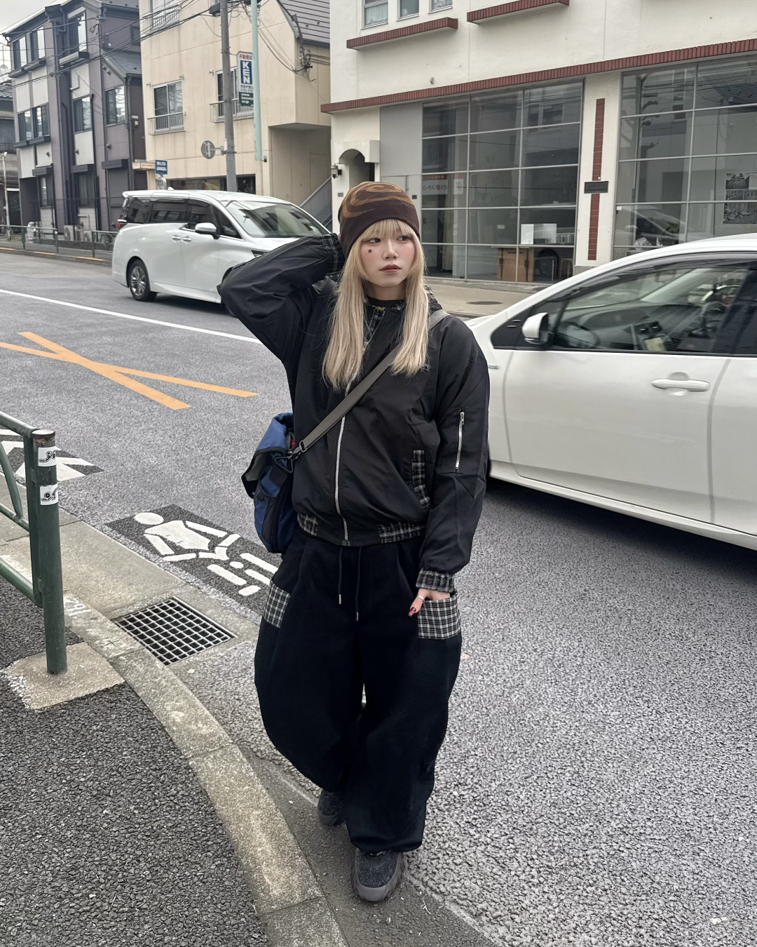 チェックフロントポケットスウェットパンツ KM1258