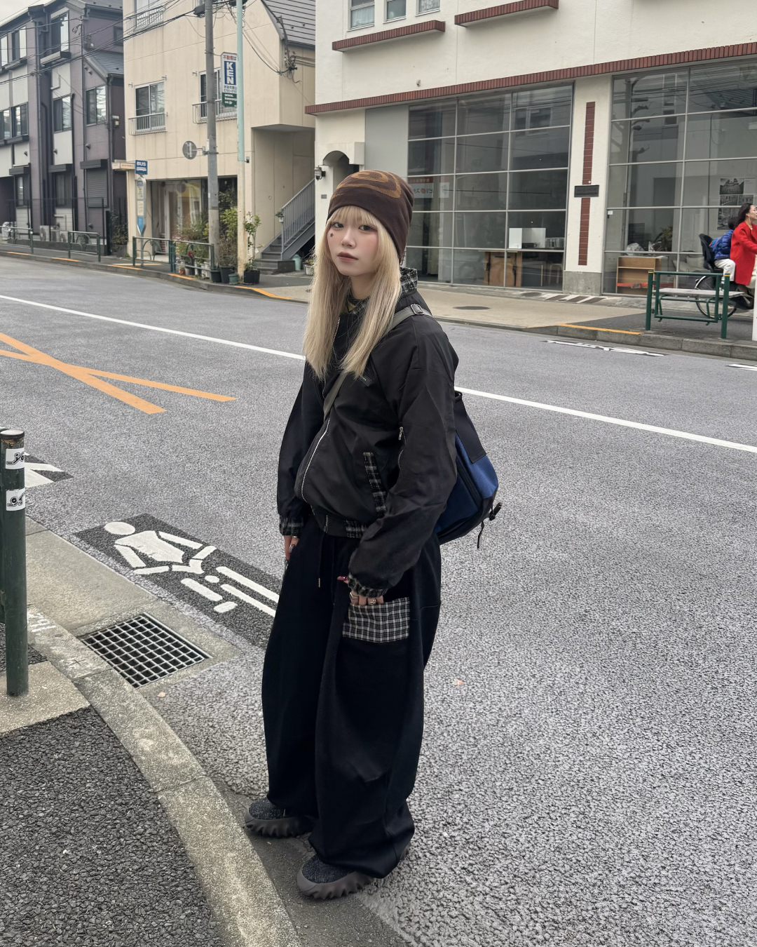 チェックフロントポケットスウェットパンツ KM1258