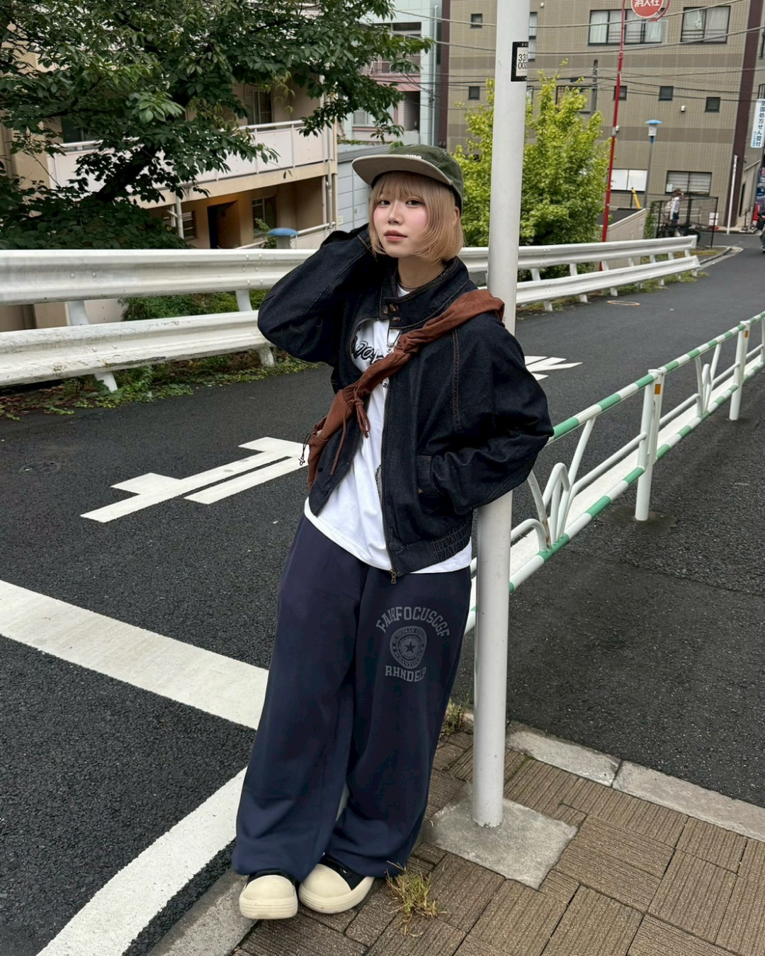 【即納】チェックレイヤードスウェットパンツ KM5006