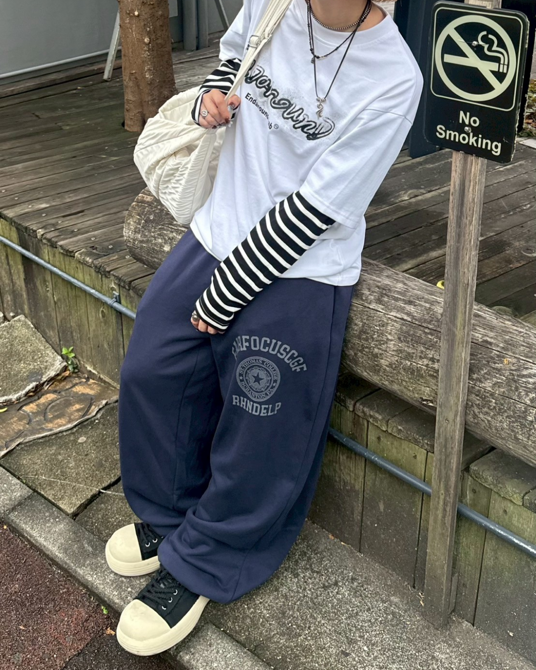 【即納】チェックレイヤードスウェットパンツ KM5006