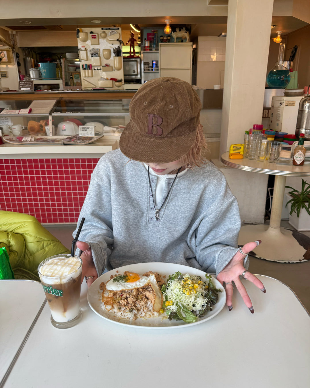 【即納】ヘンリーネックフェイクツーピーススウェット KM5011