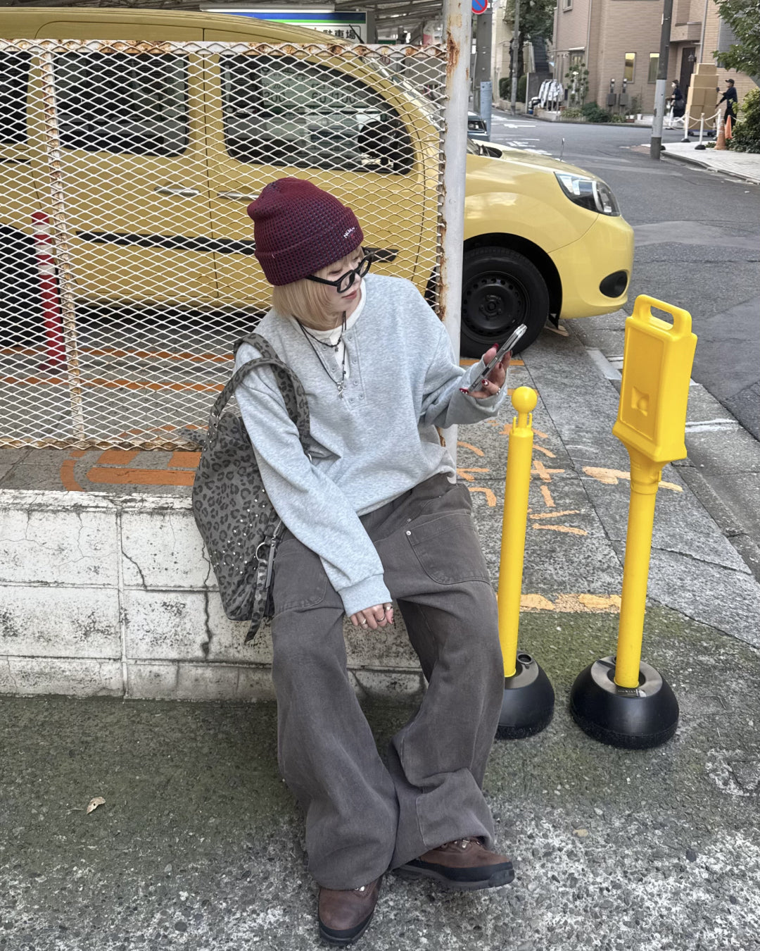 【即納】ヘンリーネックフェイクツーピーススウェット KM5011