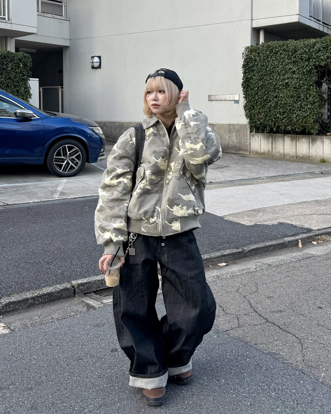 【即納】ファー襟カモフラージュジャケット KM5023