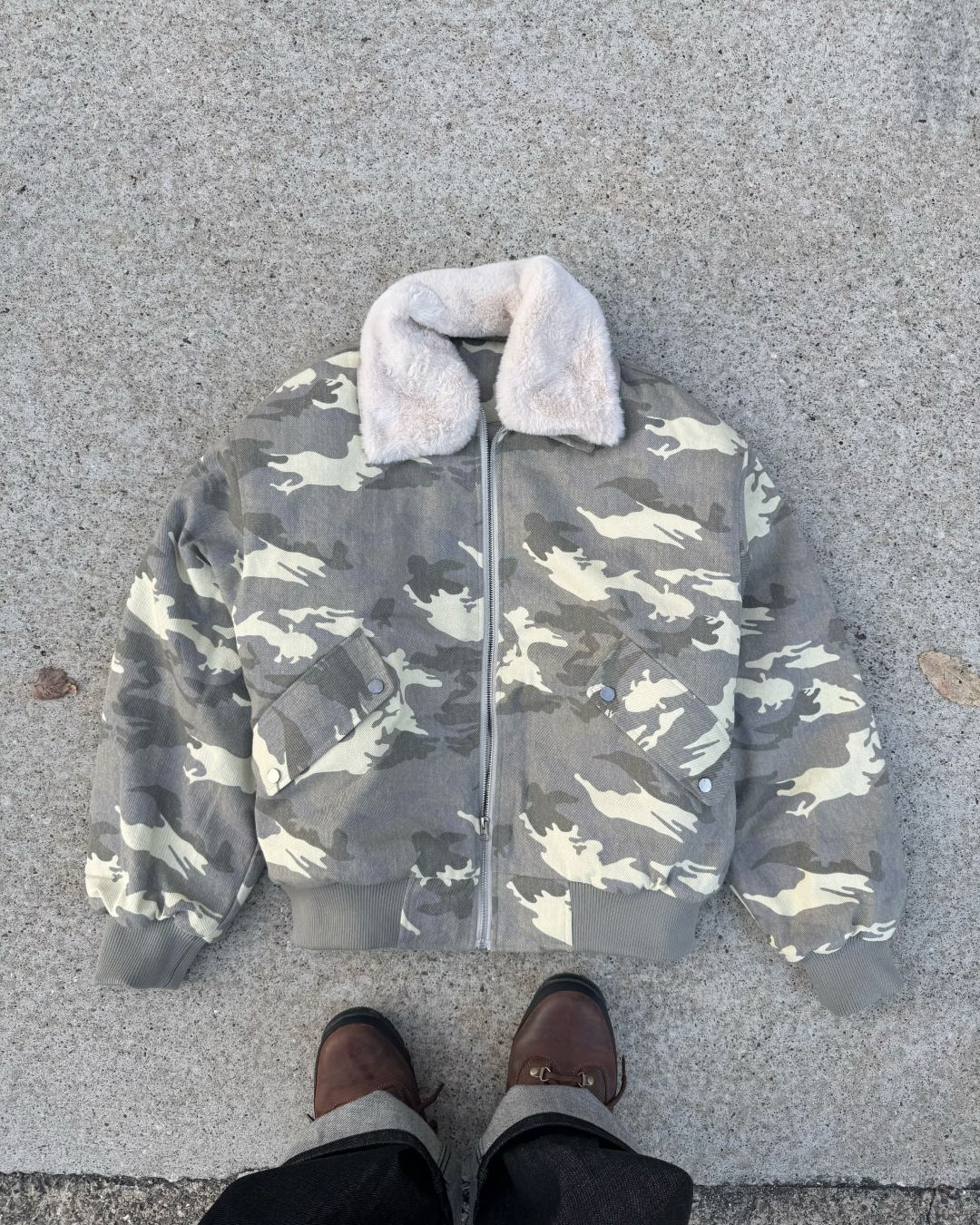 【即納】ファー襟カモフラージュジャケット KM5023