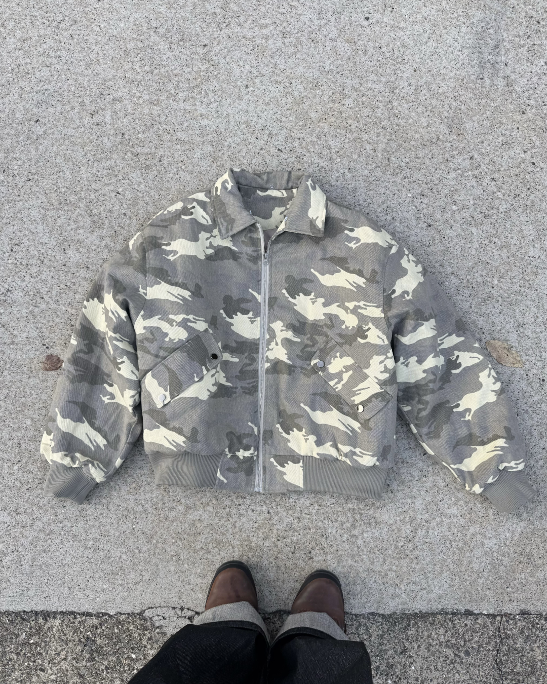 【即納】ファー襟カモフラージュジャケット KM5023