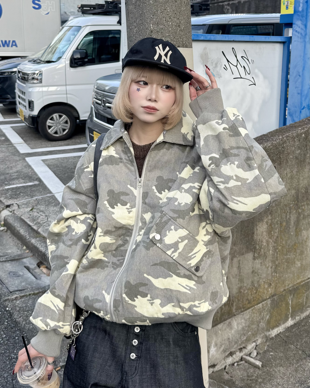 【即納】ファー襟カモフラージュジャケット KM5023