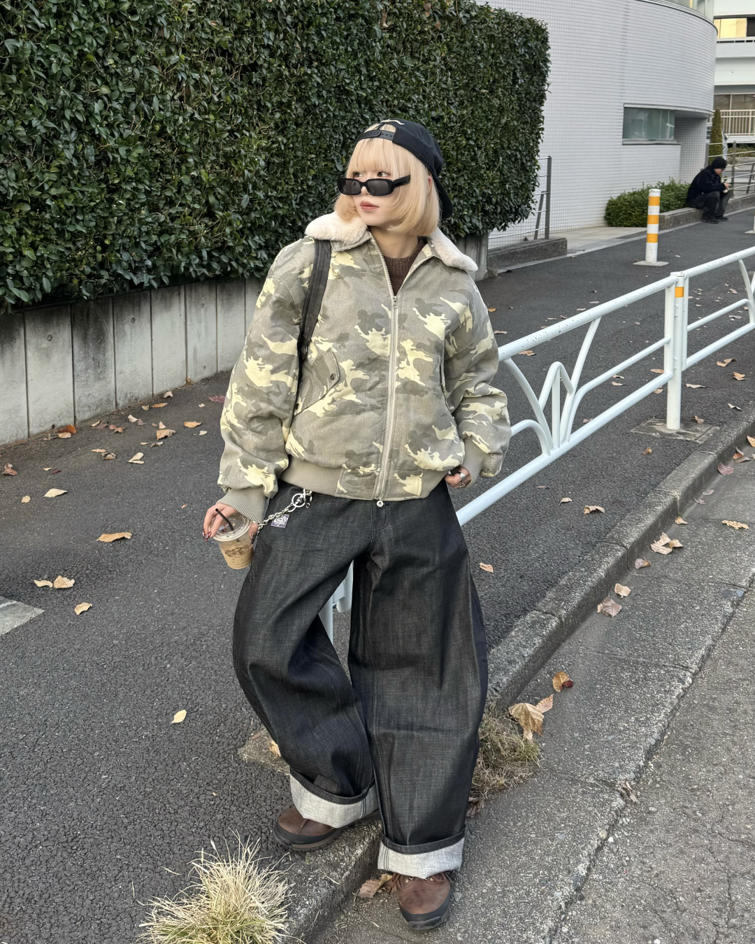 【即納】ファー襟カモフラージュジャケット KM5023