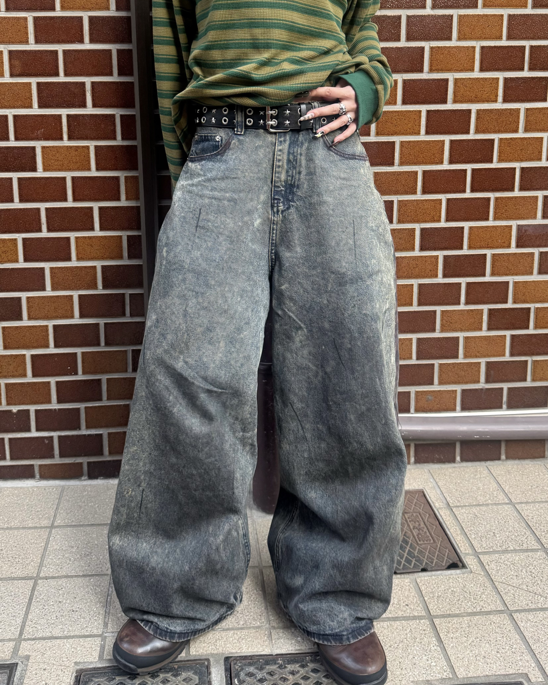 【即納】グラデーション加工デニムパンツ KM5027