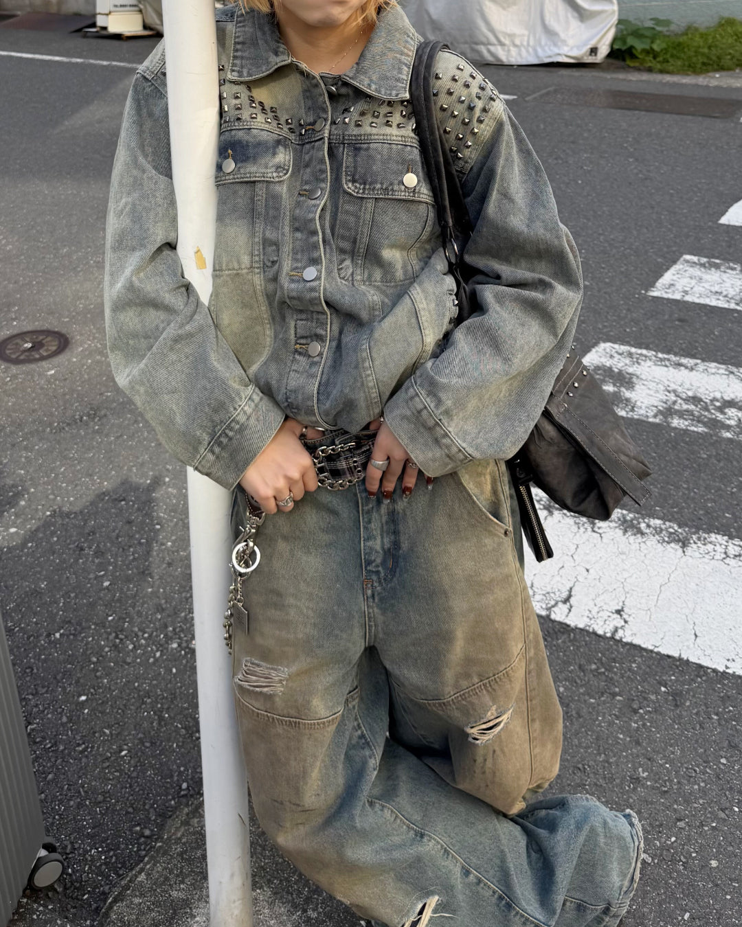 スタッズデニムジャケット KM7003