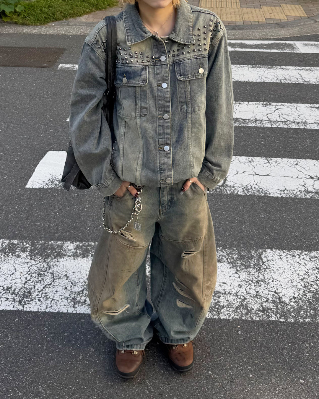 スタッズデニムジャケット KM7003