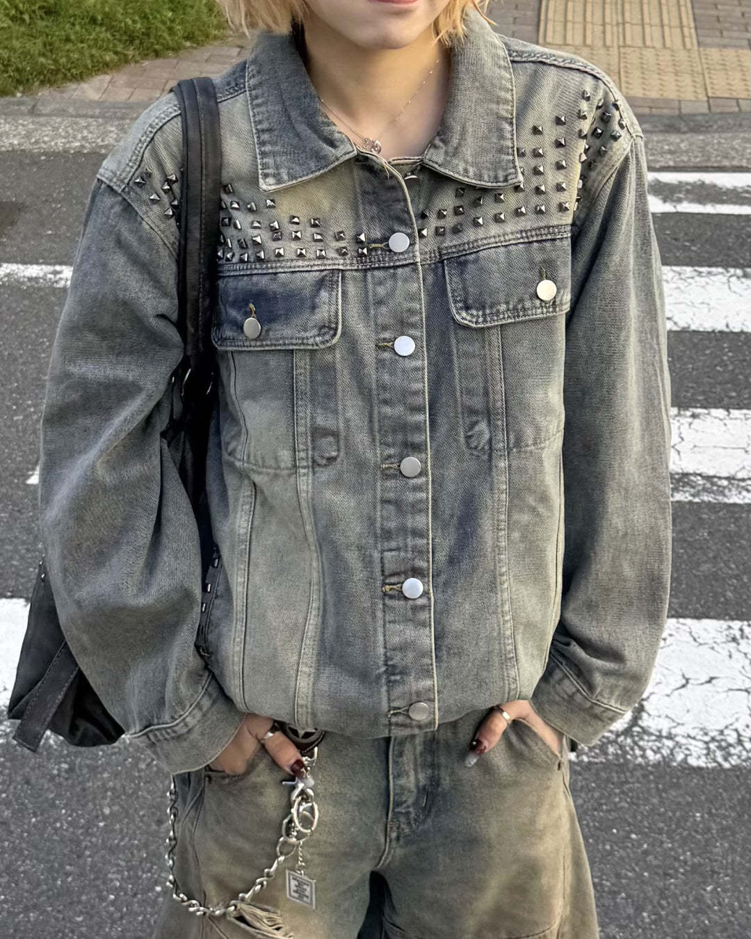スタッズデニムジャケット KM7003