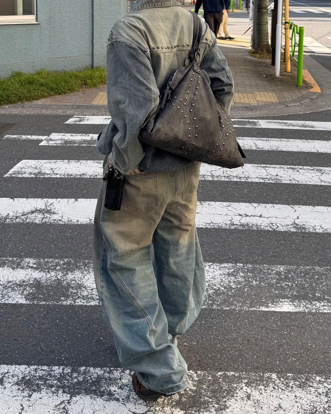 【一部即納】ウォッシュ加工スタッズバッグ KM7004