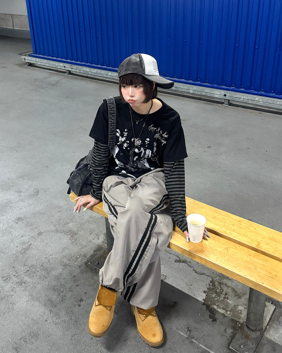 フォトグラフィックプリントレイヤードTシャツ KM7421
