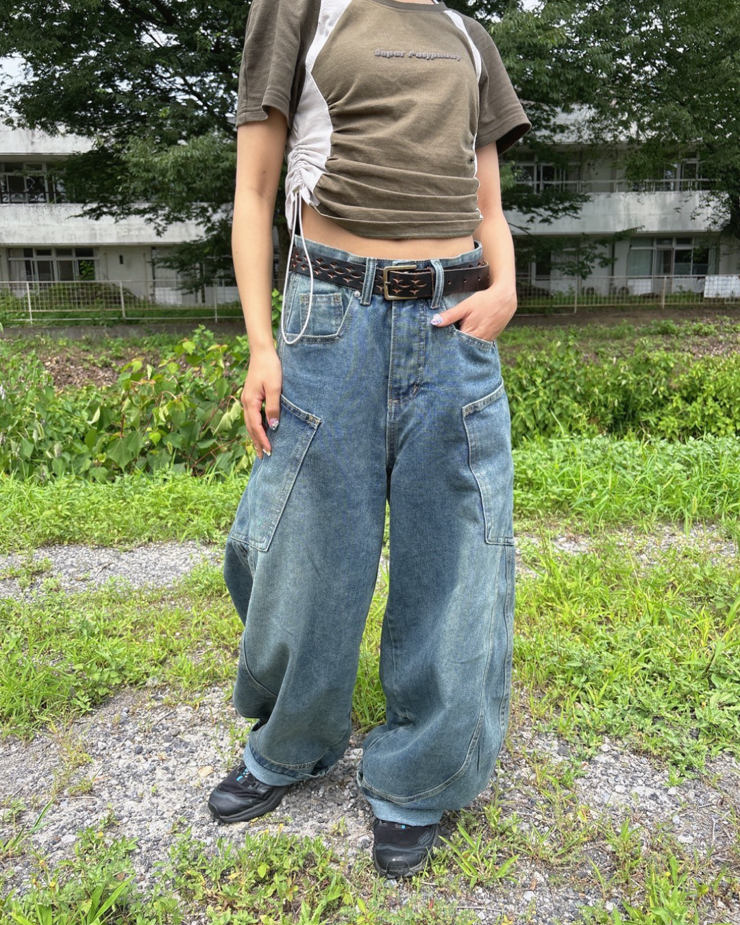 サイドポケットカーブデザインデニム KR0018