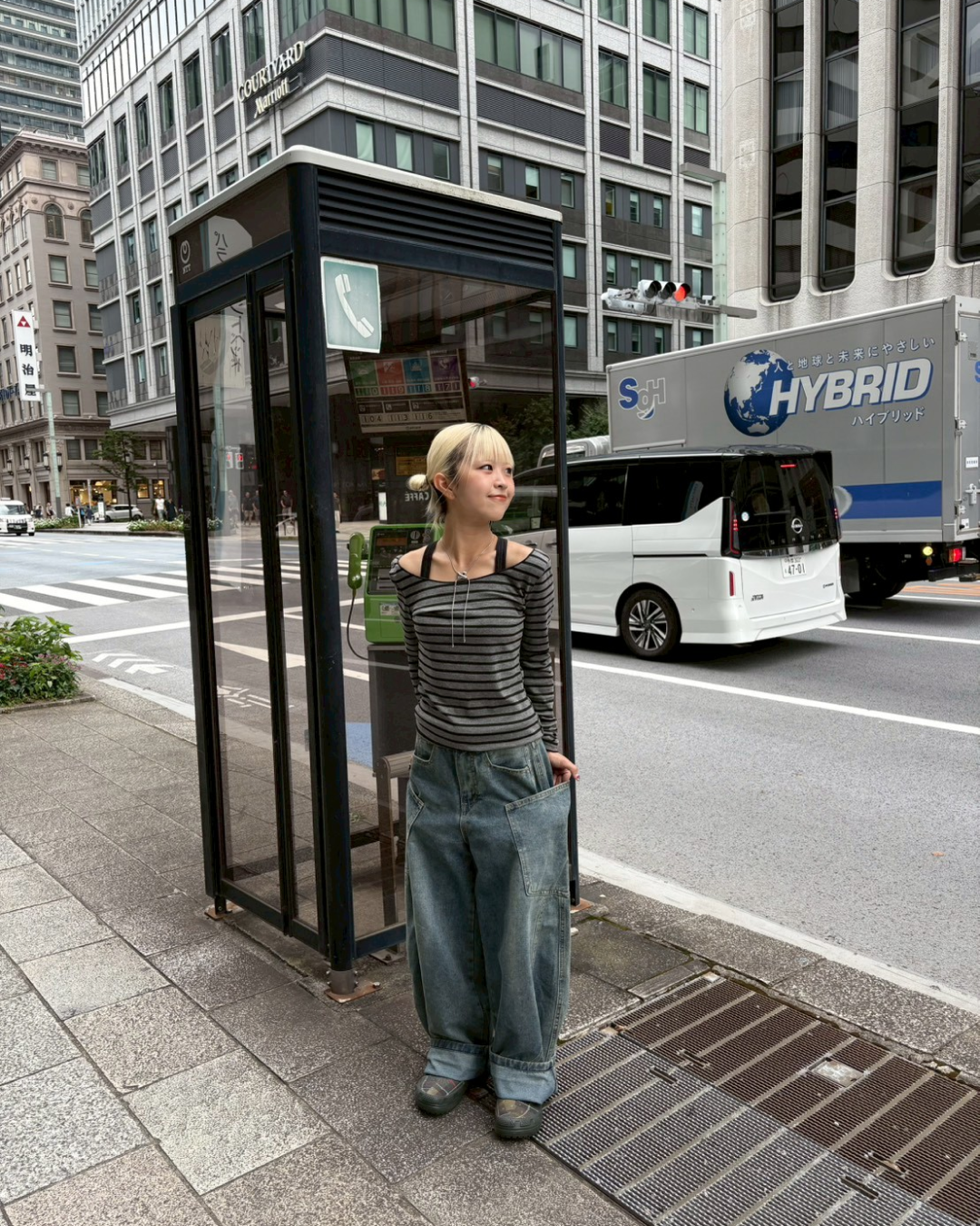 オフショルダーボーダートップス KR0030