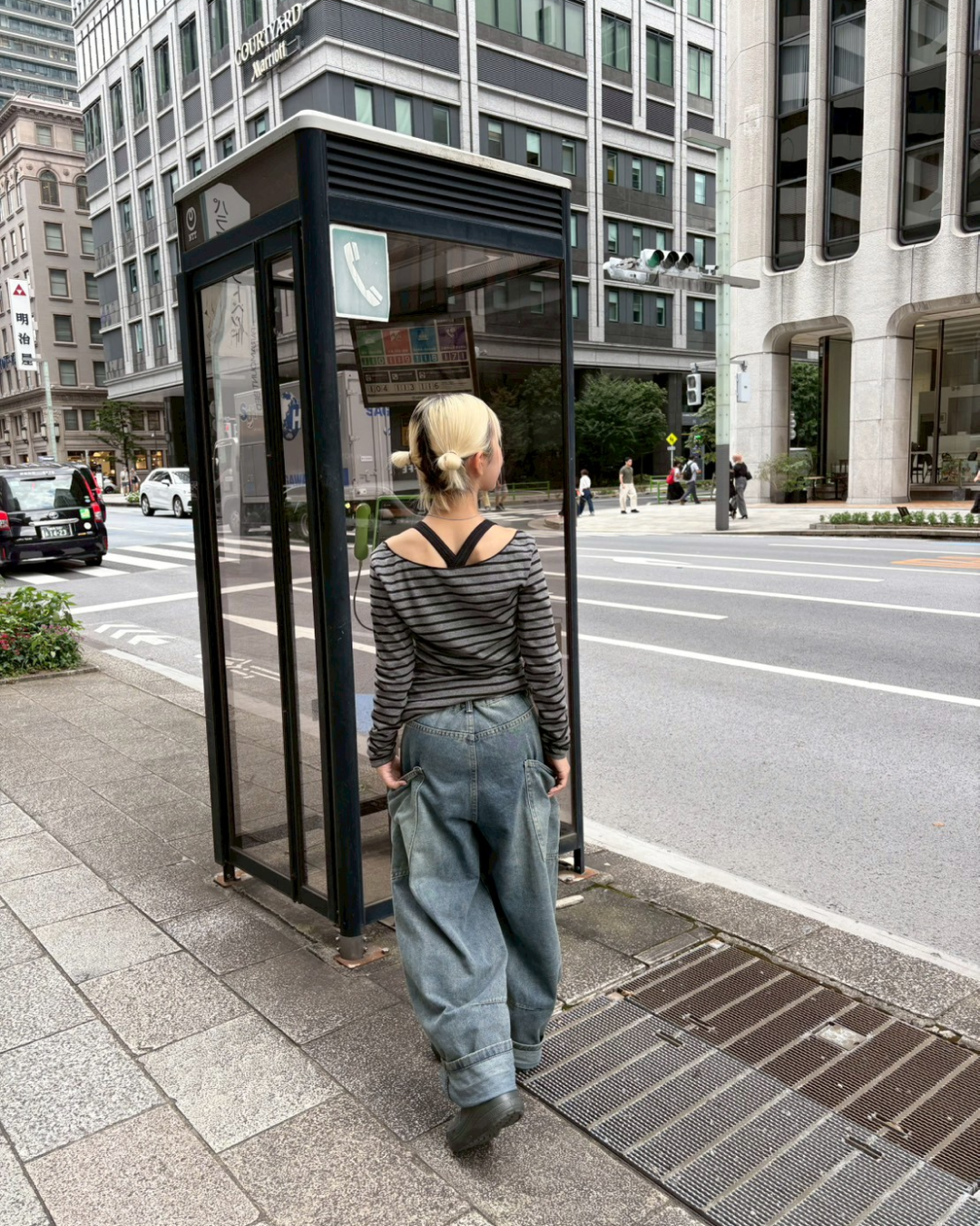 オフショルダーボーダートップス KR0030