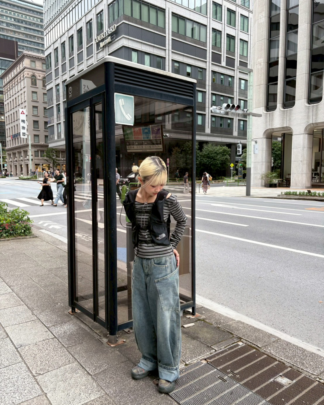 オフショルダーボーダートップス KR0030