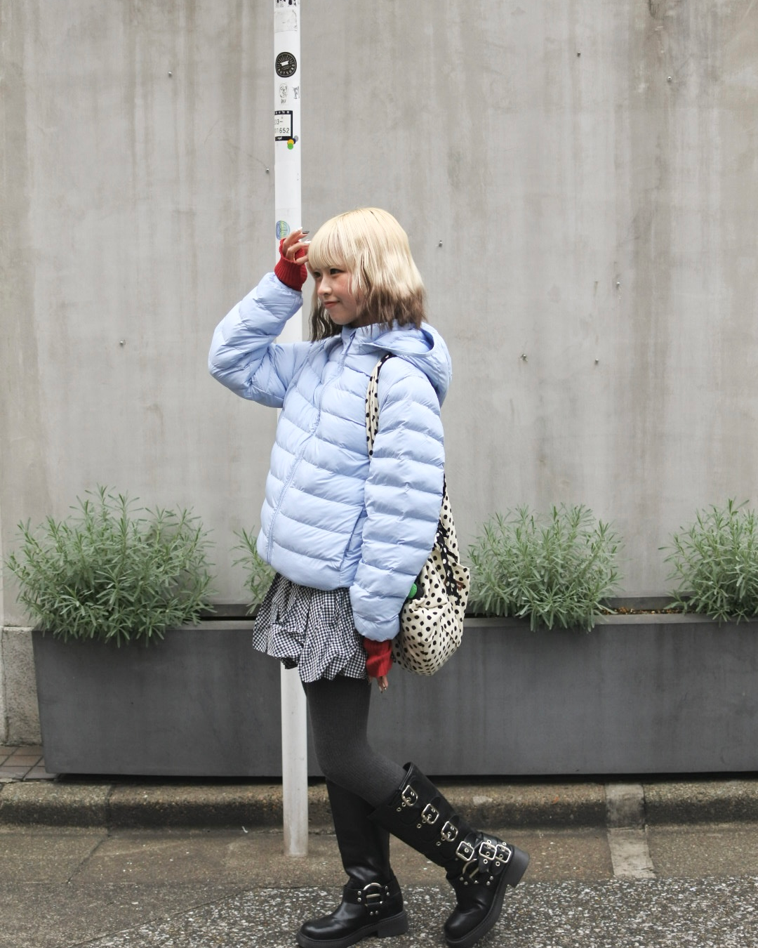 チェック柄フラワースカート KR0033