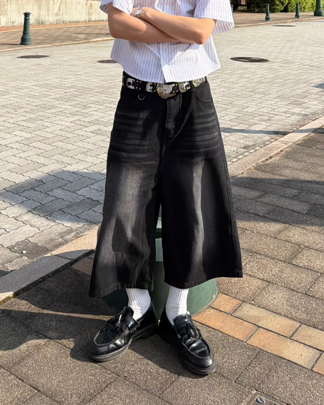 ヴィンテージウォッシュデニムハーフパンツ MK0025