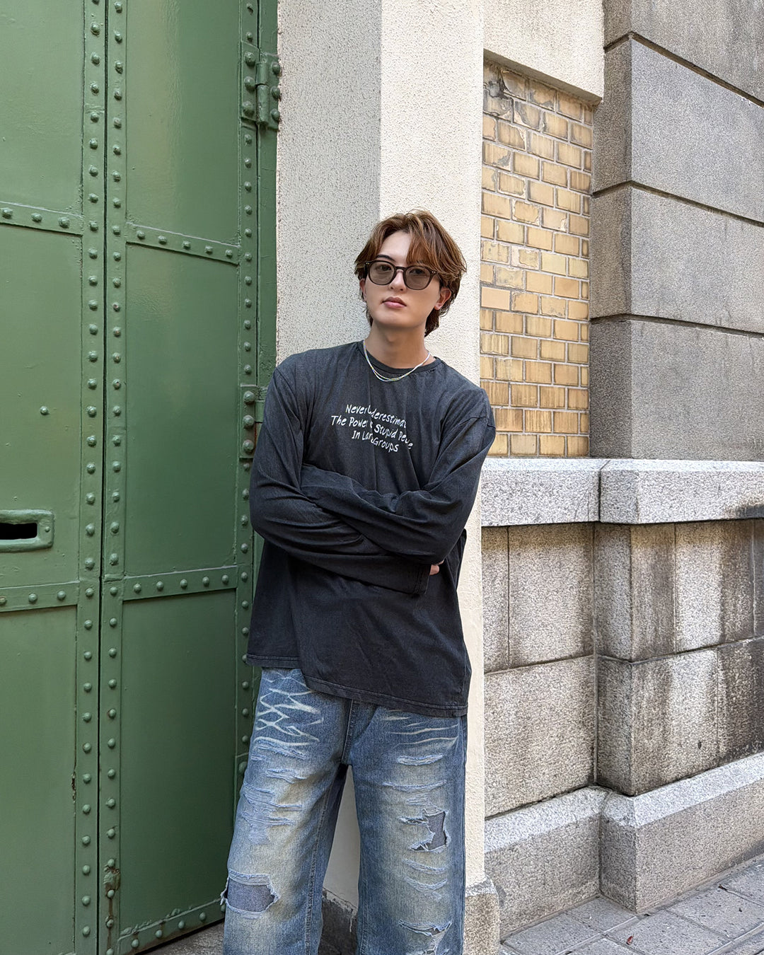 フェード加工ロングTシャツ MK0145