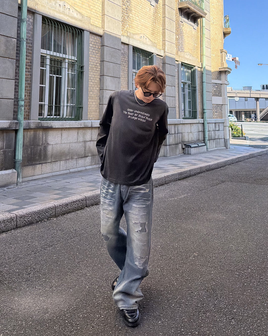 フェード加工ロングTシャツ MK0145