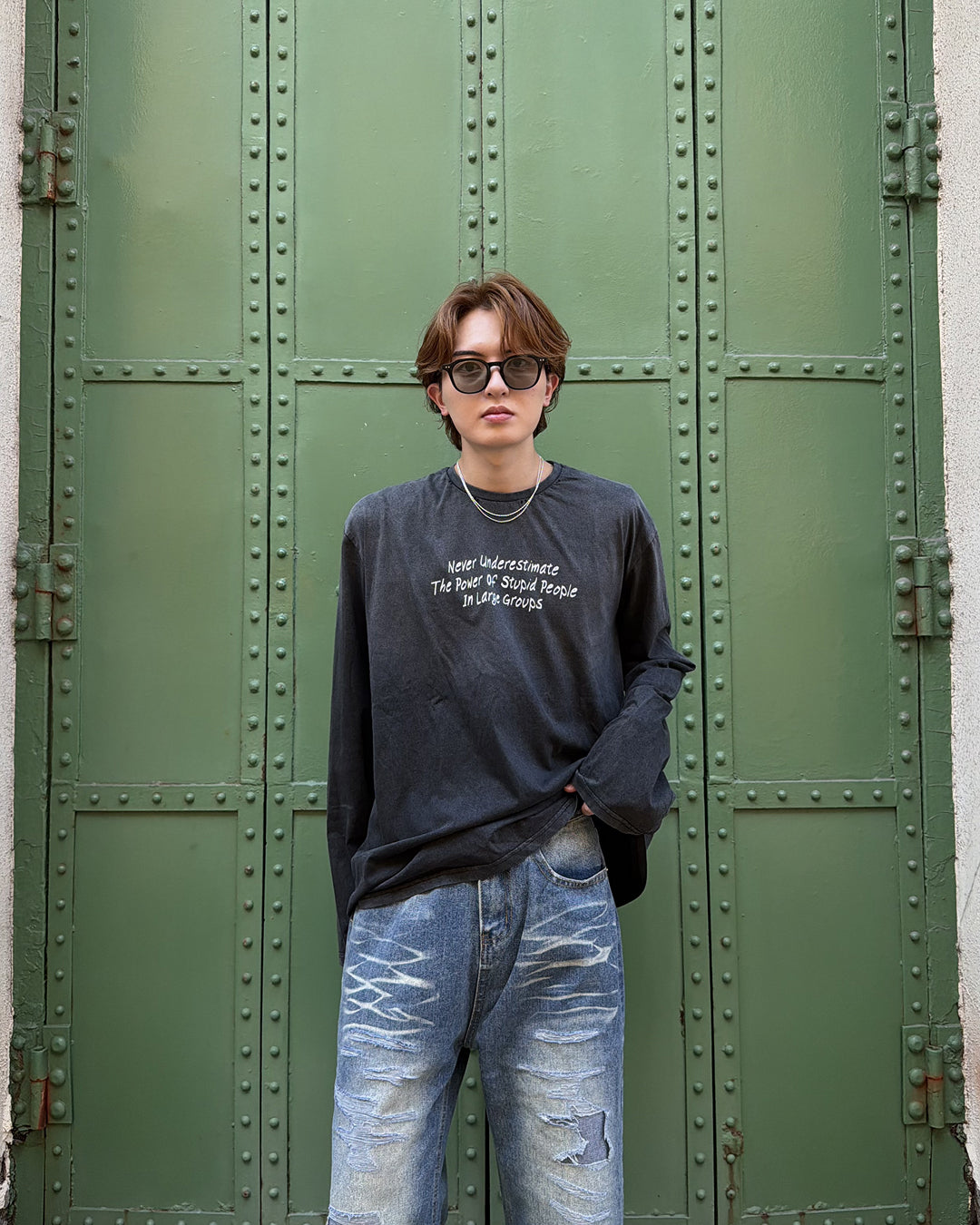 フェード加工ロングTシャツ MK0145