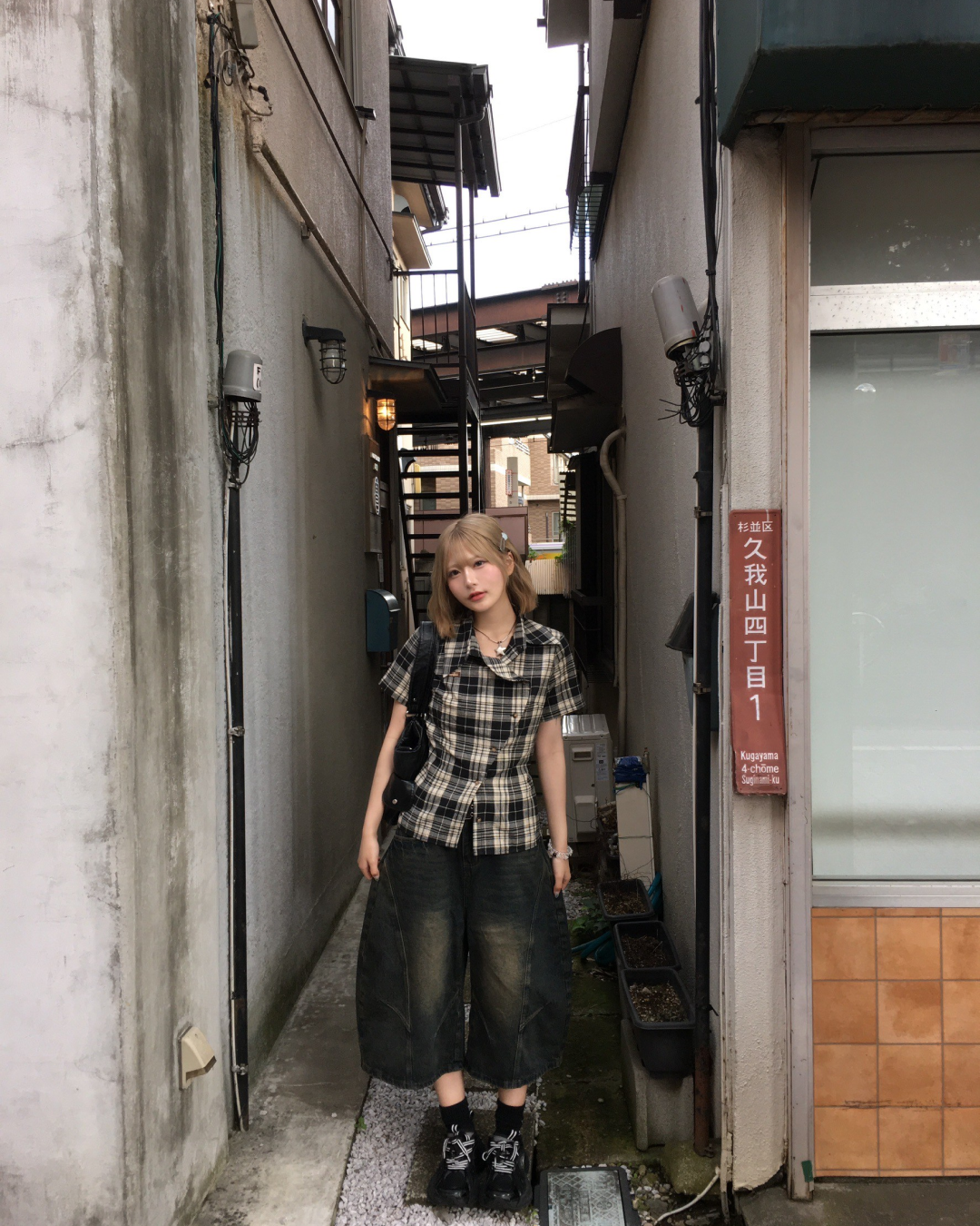 アシンメトリーチェックシャツ MM1018