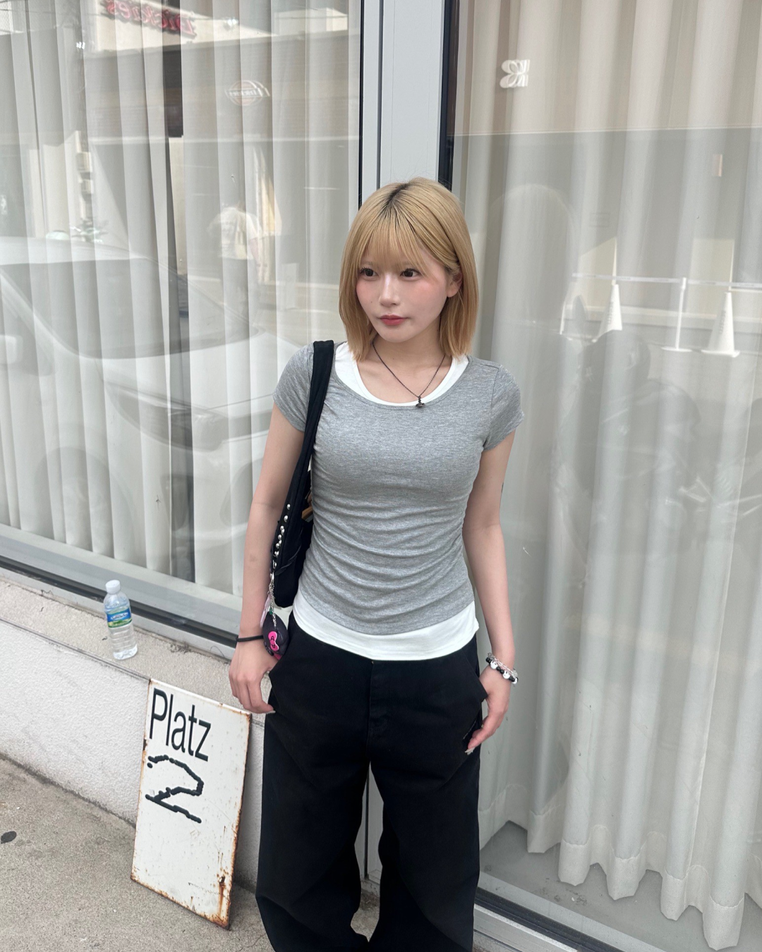 ラウンドネックレイヤードTシャツ MM1036