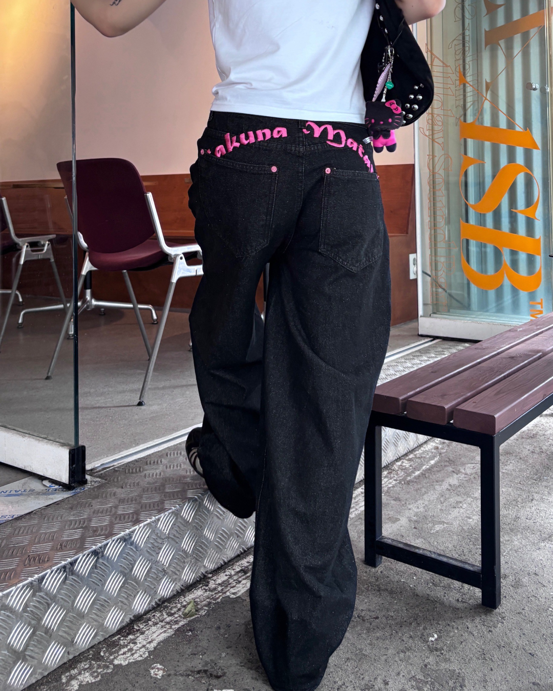 バックデザインデニムパンツ MM1037